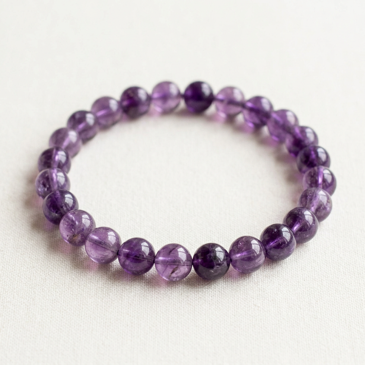 Amethyst Bead Bracelet – 8mm