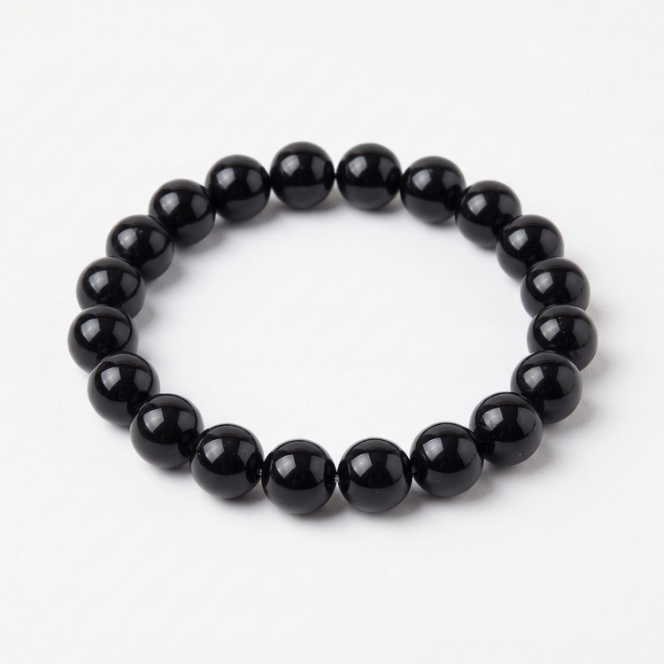 Black Obsidian Bead Bracelet – 8mm